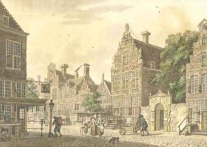 A marketplace in a Dutch village by Isaak Ouwater