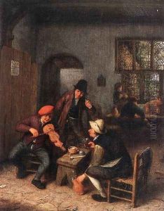 Interior of a Tavern with Violin Player by Adriaen Jansz. Van Ostade