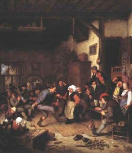 Merrymakers in an Inn 1674 by Adriaen Jansz. Van Ostade