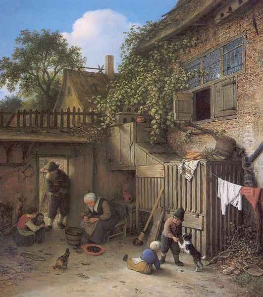 The Cottage Dooryard 1673 by Adriaen Jansz. Van Ostade