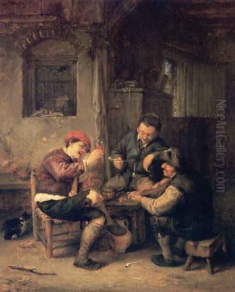 Three Peasants at an Inn - view 1