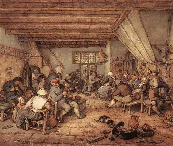 Feasting Peasants in a Tavern - view 1