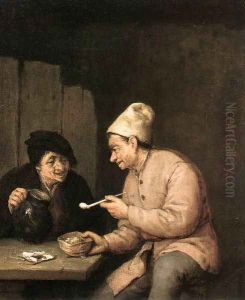 Piping and Drinking in the Tavern 2 by Adriaen Jansz. Van Ostade