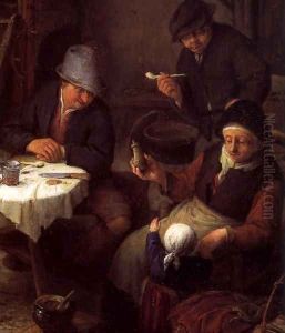Peasant Family in a Cottage Interior (detail) by Adriaen Jansz. Van Ostade