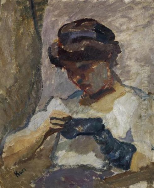 Femme Enlevant Son Gant - view 1