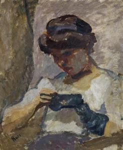 Femme Enlevant Son Gant by Georges Kars