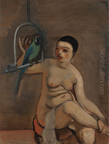 Woman With Parrot - view 1