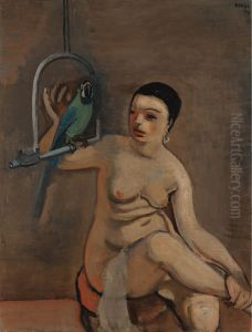Woman With Parrot by Georges Kars