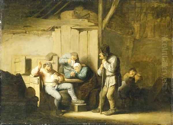 Boors smoking and drinking in an interior - view 1
