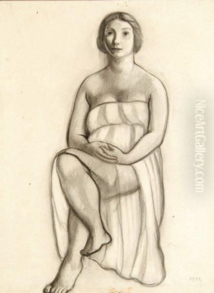 Femme Assise En Drap - view 1