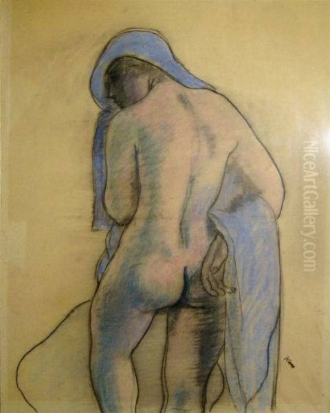 Nu De Dos Au Drape Bleu - view 1