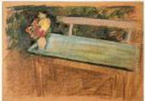 Vase De Fleurs Sur Un Banc
