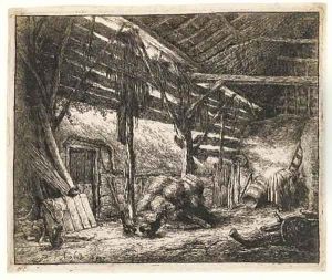 The Barn (Bartsch, Godefroy 23) by Adriaen Jansz. Van Ostade