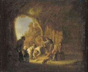 Peasants in a barn