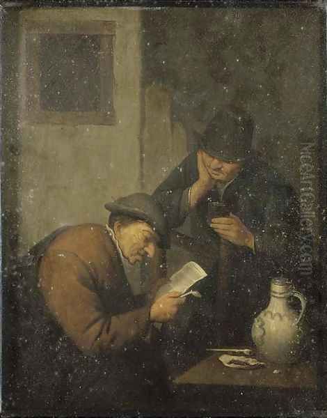 Two peasants at a table in an interior - view 1