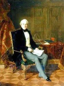 Portrait of Henry Pelham-Clinton Holding a Document in His Study 1850 by Henry Nelson O'Neil
