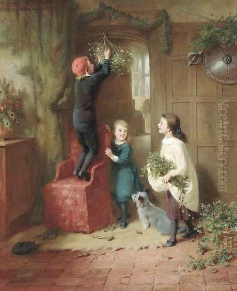 Hanging the mistletoe - view 1