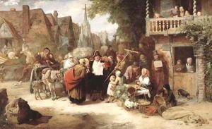 Market Day, the arrival of the Hippodrome by George Bernard O'Neill