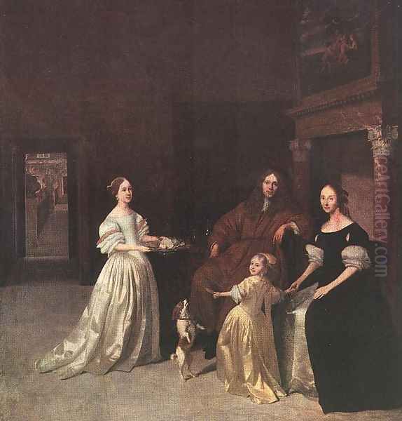 A Family Group 1670 by Jacob Ochtervelt