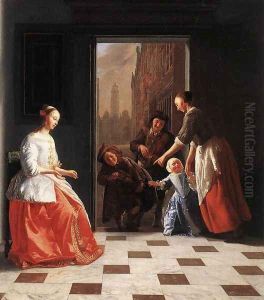 Street Musicians at the Doorway of a House 1665 by Jacob Ochtervelt