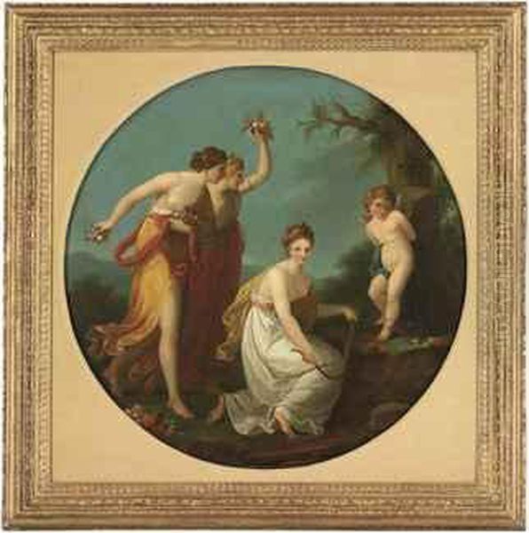 Three Muses With Cupid In A Landscape - view 1