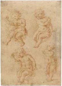Four Studies Of Children, Probably For The Infant Christ by Angelica Kauffmann