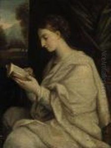 A Lady Reading In An Interior by Angelica Kauffmann