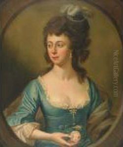 Lady With Feather Hat Holding A Rose by Angelica Kauffmann