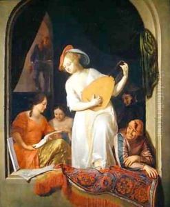 Musicians in a niche 1681 by Jacob Ochtervelt
