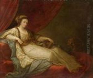 Portrait Of A Lady On A Red Divan. by Angelica Kauffmann