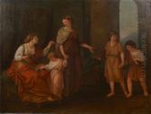 Cornelia, Mother Of The Gracchi, Pointing Toher Children As Her Treasures - view 1