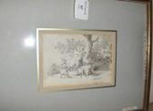 Cows, Bears Initials And Date 1804, Monochrome Watercolour