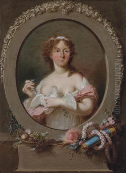 Portrait Of A Girl, Possibly
Theresa Robinson (1775-1856), Daughter Of John Parker, 1st Lord
Boringdon, Bust-length, In A White Dress, With A Cap Decorated With Blue
Ribbons - view 1