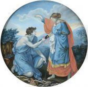 Aquarell Und Deckfarben Auf Pergament. D. 28,5 Cm. Montiert. Besch. - Rahmen Besch. by Angelica Kauffmann