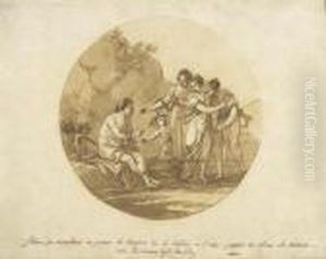 Der Gefesselte Silenus Bittet Drei Hirtinnen, Ihn Loszubinden. by Angelica Kauffmann