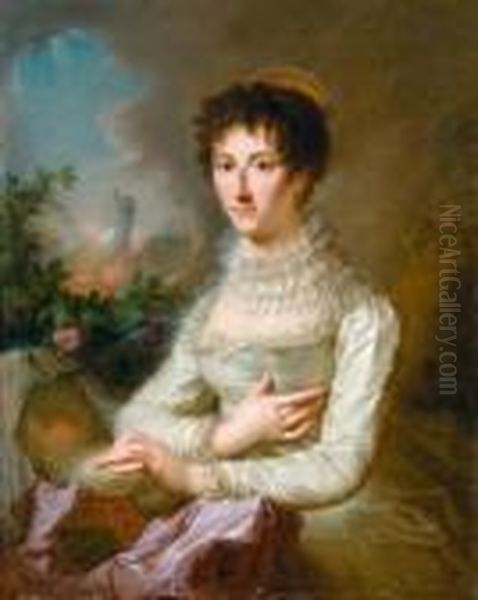 Portrait De Femme Et De Son Enfant Surmonte D'un Phoenix. - view 1
