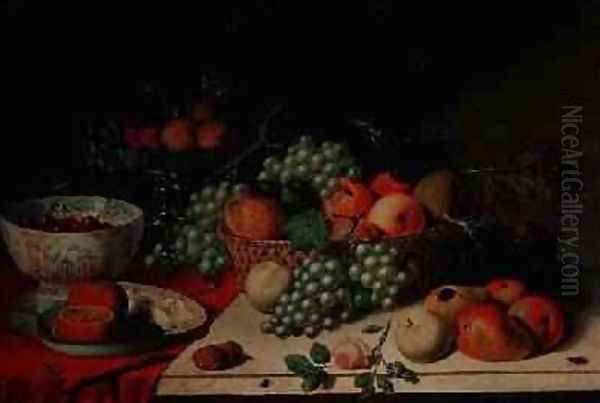 A basket of grapes and apple - view 1