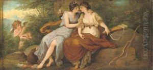 Jupiter Disguised As Diana With 
Callisto, Seated On A Rock In Awooded Landscape With Cupid Beyond