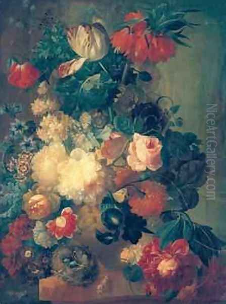 Flowers in a Vase with a Birds Nest - view 1