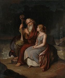 Mythological Figures On A Rocky Coast by Angelica Kauffmann