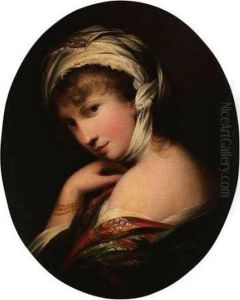 Pair Of Portraits Of Female Heads by Angelica Kauffmann