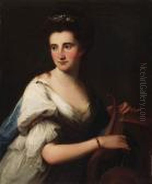 Portrait Of Mrs. Cubley As 
Terpsichore, Half-length, In A Whitedress And A Blue Wrap, Playing A 
Lyre - view 1