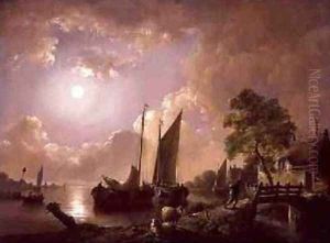 Moonlit river landscape