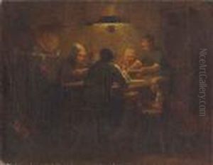 Zufriedene Bauernfamilie Am Abendtisch