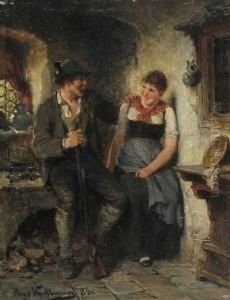 Jager Und Dirndl In Der
 Stube.