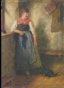 Dirndl Mit Dackel Am Fenster
