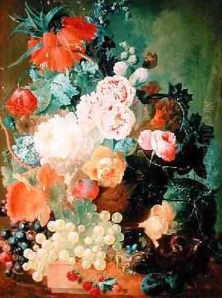 Still Life with fruit, flowers and birds nest - view 1
