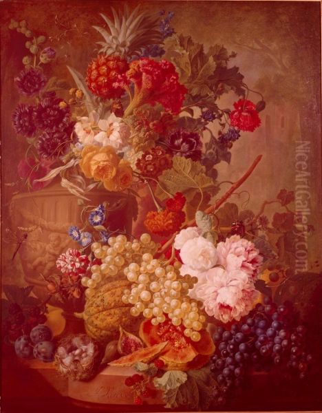 Still Life with Flowers and Fruit by Jan van Os