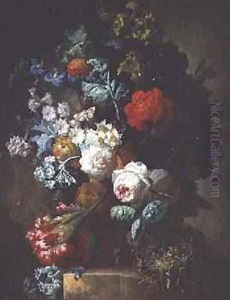 Still Life, Flowers and birds nest - view 1