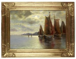 Fischerbootevor Sudlandischer Kuste by Adolf Kaufmann